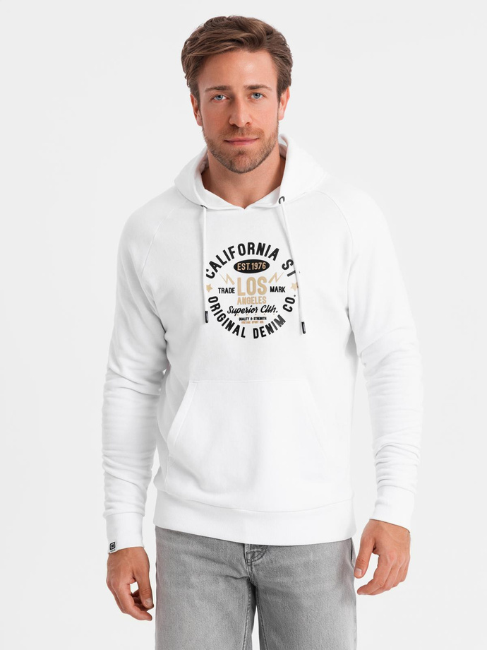 Męska bluza z nadrukiem kangurka - biała V1 OM-SSPS-0151
