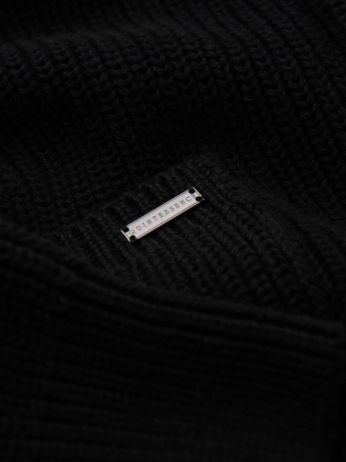 Sweter bawełniany męski  kardigan z szalowym kołnierzem - czarny V4 OM-SWCD-0153