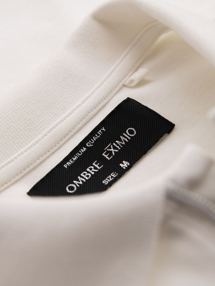 Męska koszulka polo z dekoltem na zamek - biała V1 OM-POSS-0148