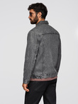 Jeansowa męska kurtka katana z washem – grafitowa V5 OM-JADJ-0219