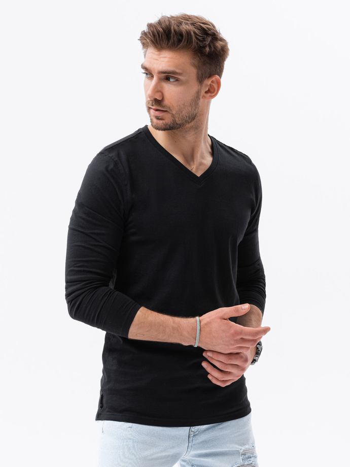 Longsleeve męski bez nadruku - czarny V6 L136