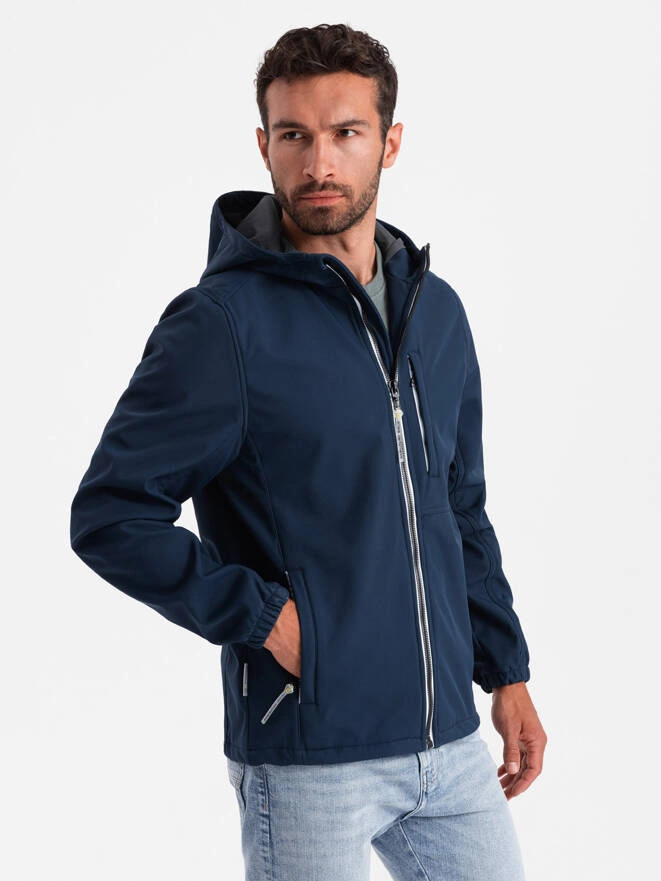 Kurtka męska SOFTSHELL z polarowym środkiem - granatowy V5 OM-JANP-0137