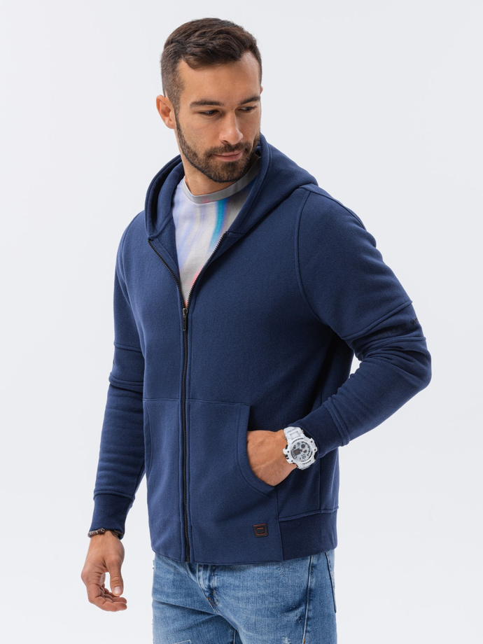 Bluza męska rozpinana hoodie z nadrukami - granatowa V3 B1423