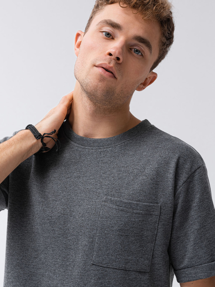 T-shirt męski z nadrukiem - czarny S1371