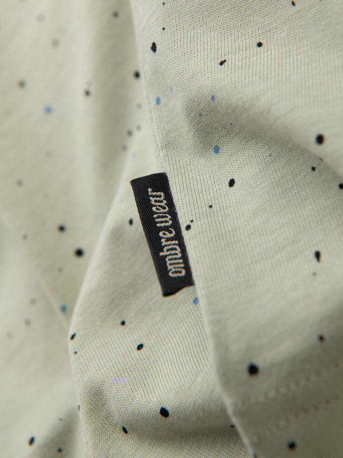 T-shirt męski bawełniany z nadrukiem i okrągłym dekoltem – miętowy V3 OM-TSFP-0186