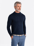 Sweter męski z półgolfem o gładkiej strukturze - granatowy V2 E178