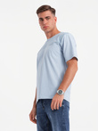 Męski t-shirt LOOSE FIT z kieszonką – błękitny V4 OM-TSCT-0171
