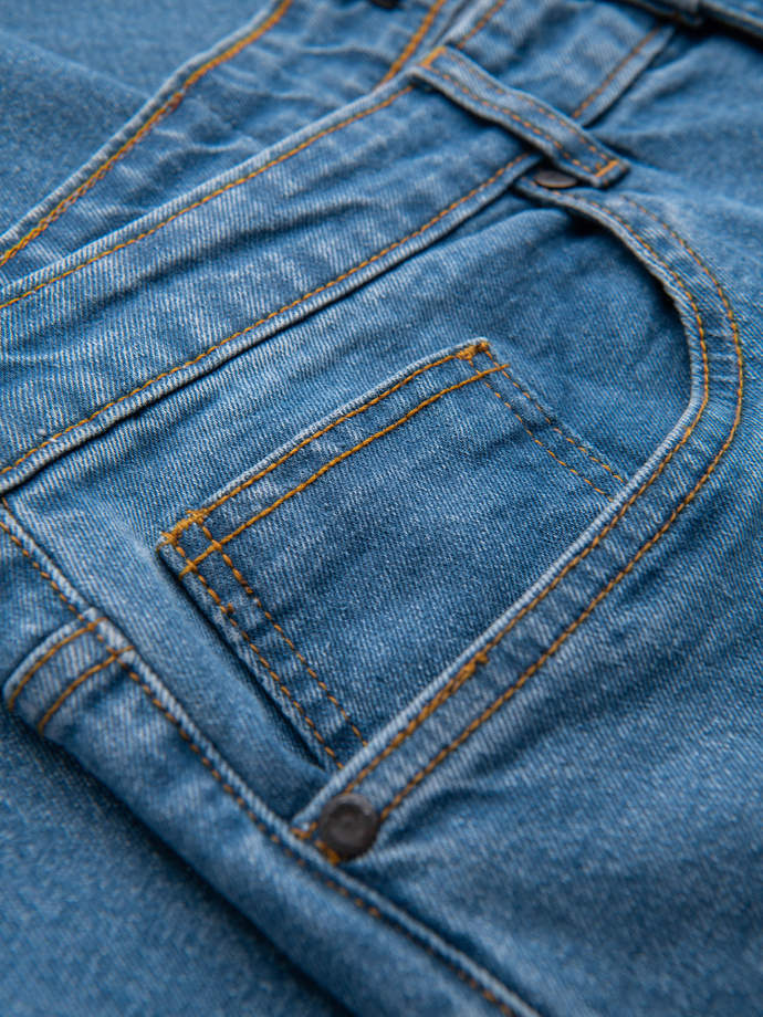 Męskie jeansowe z przetarciami REGULAR FIT - niebieskie V3 OM-PADP-0241