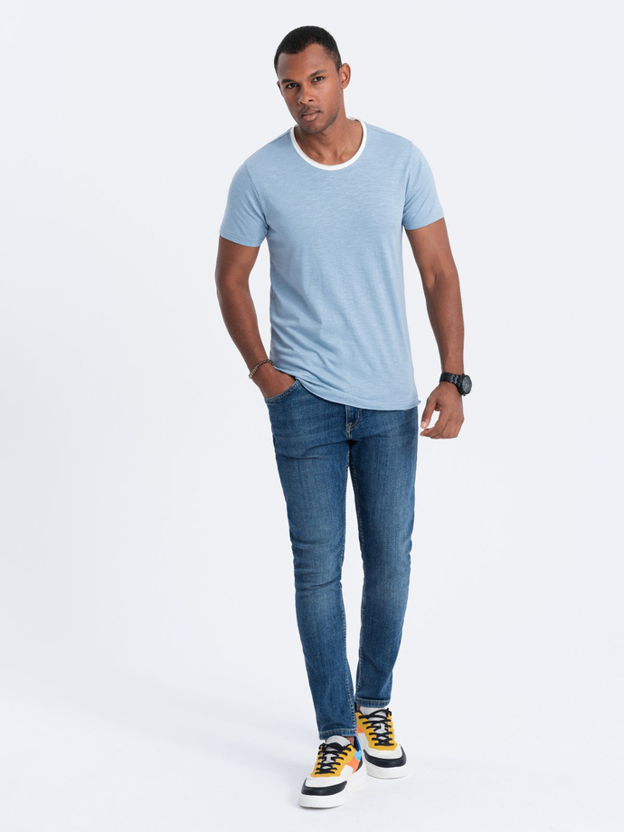 T-shirt męski bawełniany - błękitny V4 S1385
