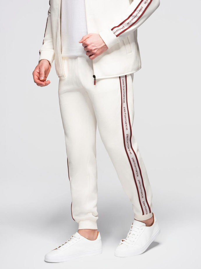 Dresowy komplet męski bluza rozpinana + spodnie dresowe joggery - biały V2 Z113