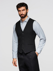 Elegancka męska kamizelka w jodełkę SLIM FIT  - czarna V3 OM-BLZV-0143
