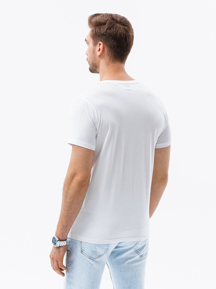 T-shirt męski z nadrukiem - biały V6A S1434