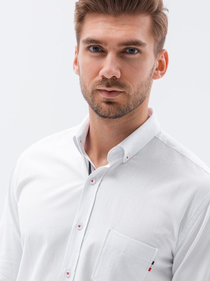 Koszula męska z długim rękawem SLIM FIT - biała V1 K643