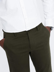 Spodnie męskie chino SLIM FIT z delikatną teksturą - ciemnooliwkowe V4 OM-PACP-0190