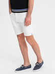 Męskie jeansowe klasyczne szorty z podwiniętą nogawką  – białe V1 OM-SRDS-0162
