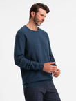 Męski sweter RELAXED FIT z dzianiny o diamentowym splocie – granatowy V2 OM-SWSW-0110