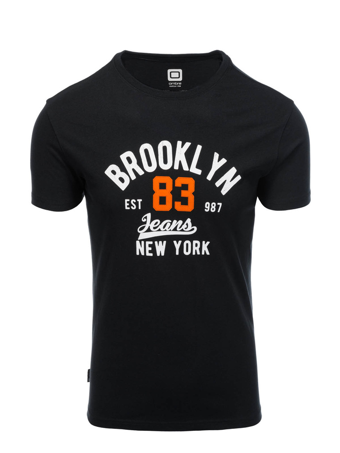 T-shirt męski bawełniany z nadrukiem - czarny V4 OM-TSPT-0126