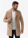 Płaszcz męski klasyczny jednorzędowy - piaskowy V2 C432