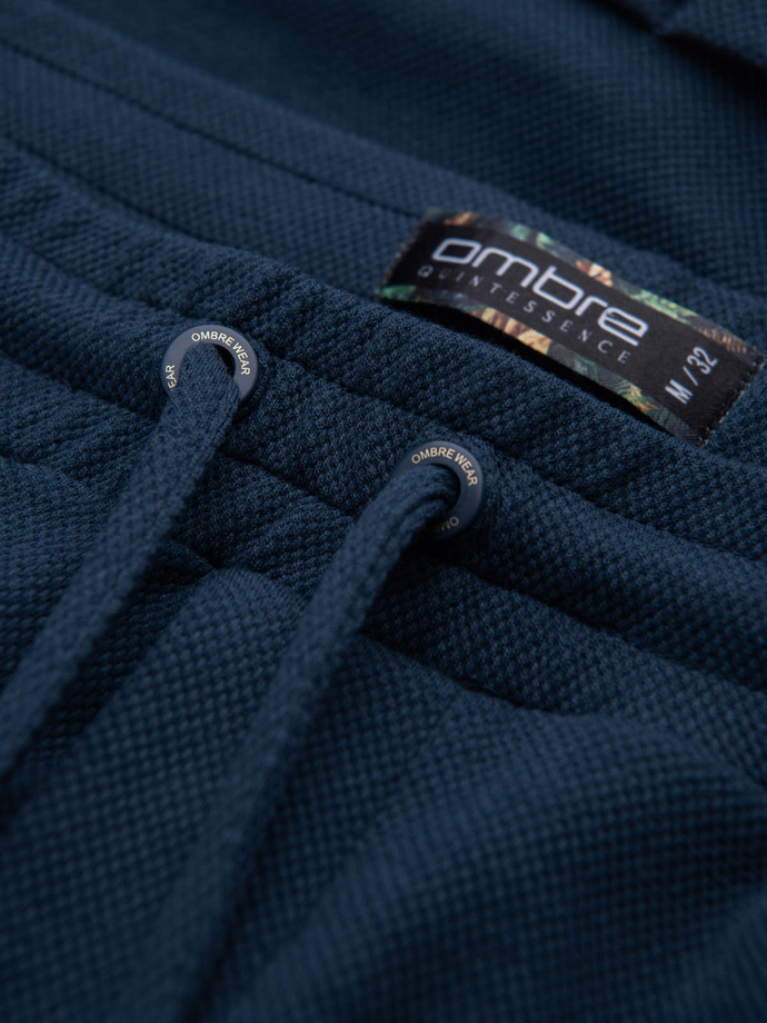 Dzianinowe szorty męskie z podwiniętymi nogawkami - granatowe V1 OM-SRCS-0107 