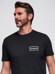 Koszulka męska dzianinowa z nadrukiem o kroju REGULAR - czarna V2 OM-TSPT-0231