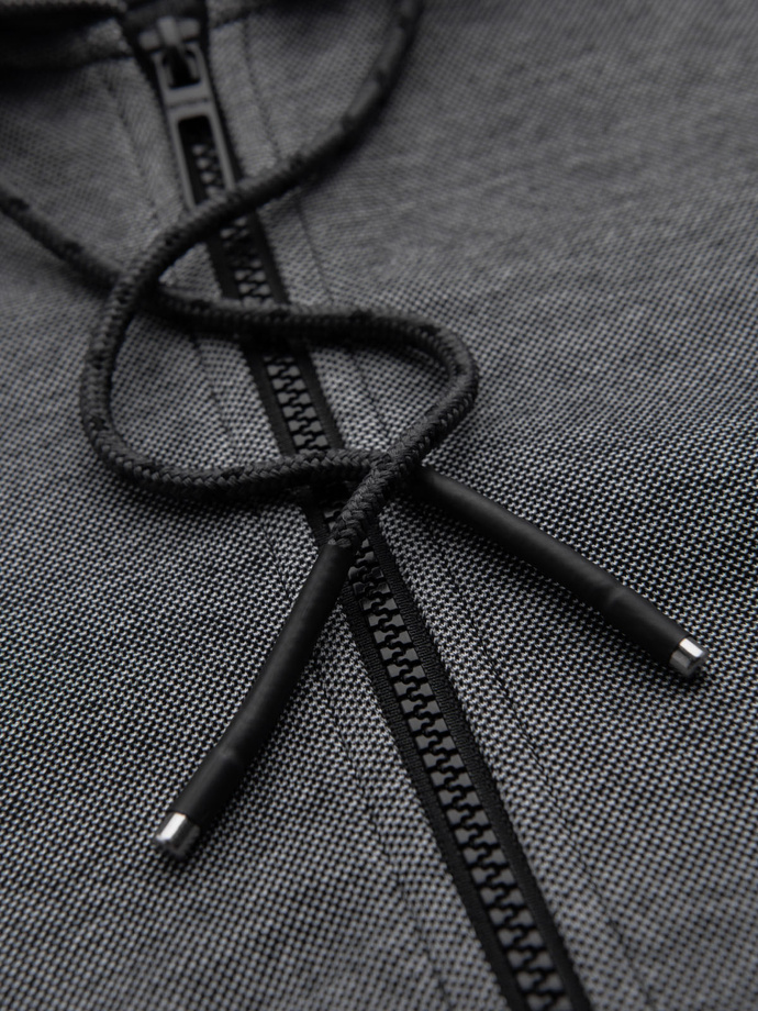 Męska bluza dresowa z kapturem o delikatnej strukturze – czarna V1 OM-SSZP-0191