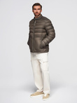 Klasyczna pikowana kurtka męska ze stójką – oliwkowa V3 OM-JALP-0261