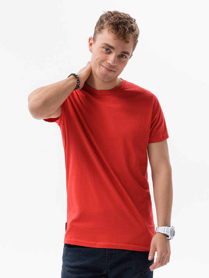 T-shirt męski bawełniany BASIC - czerwony V14 S1370
