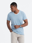 T-shirt męski z surowym wykończeniem – niebieski V4 OM-TSCT-22SS-004