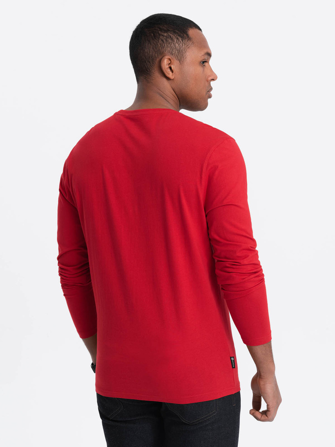 Longsleeve męski BASIC z okrągłym dekoltem - czerwony V5 OM-LSBL-0106