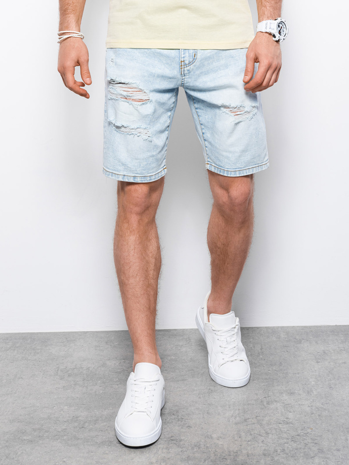 Krótkie spodenki męskie jeansowe - jasnoniebieskie W304