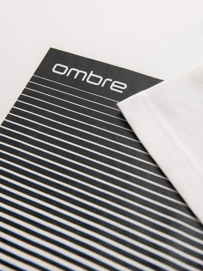 T-shirt męski bawełniany z graficznym printem  – biały V1 OM-TSPT-0246