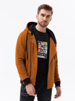 Bluza męska rozpinana z kapturem - ruda B297