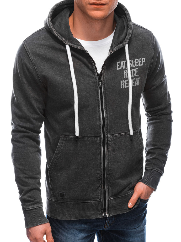 Bluza męska rozpinana z nadrukiem - ciemnoszara V2 B1280