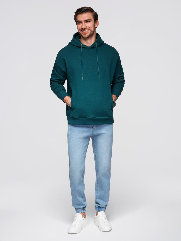 Męskie spodnie jeansowe JOGGERY z klasyczna opaśnicą - jasnoniebieskie V1 OM-PADJ-0265