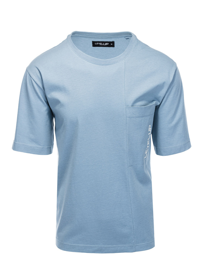 T-shirt męski bawełniany OVERSIZE - niebieski V4 S1628