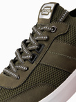 Sneakersy męskie wsuwane ze strukturalnego materiału – oliwkowe V2 OM-FOSL-0154