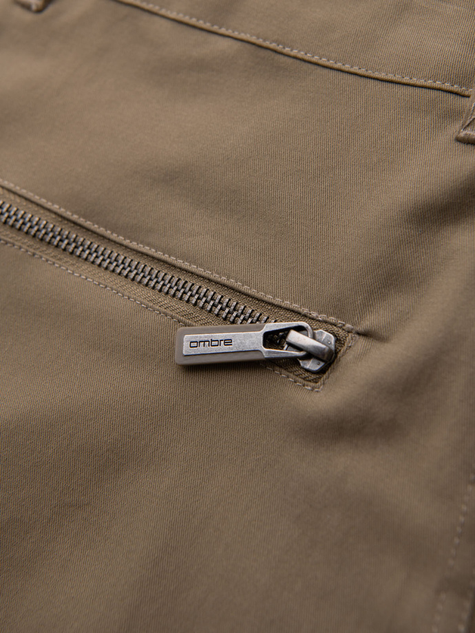 Spodnie męskie cargo STRAIGHT LEG z kieszeniami zapinanymi na zamek – khaki V3 OM-PACG-0204