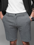 Krótkie spodenki męskie SLIM FIT ze strukturalnej melanżowej dzianiny – czarne V2 OM-SRCS-0166 