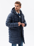 Kurtka męska zimowa parka pikowana - granatowa V2 OM-JALJ-0100