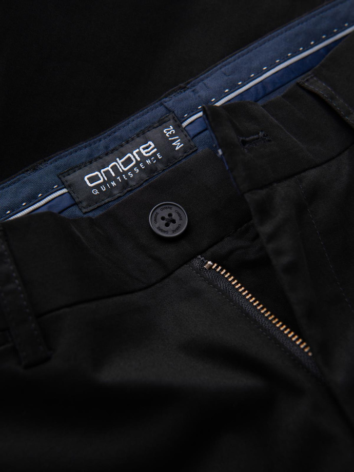 Jednolite męskie spodnie chinosy SLIM FIT – czarne V5 OM-PACP-0183