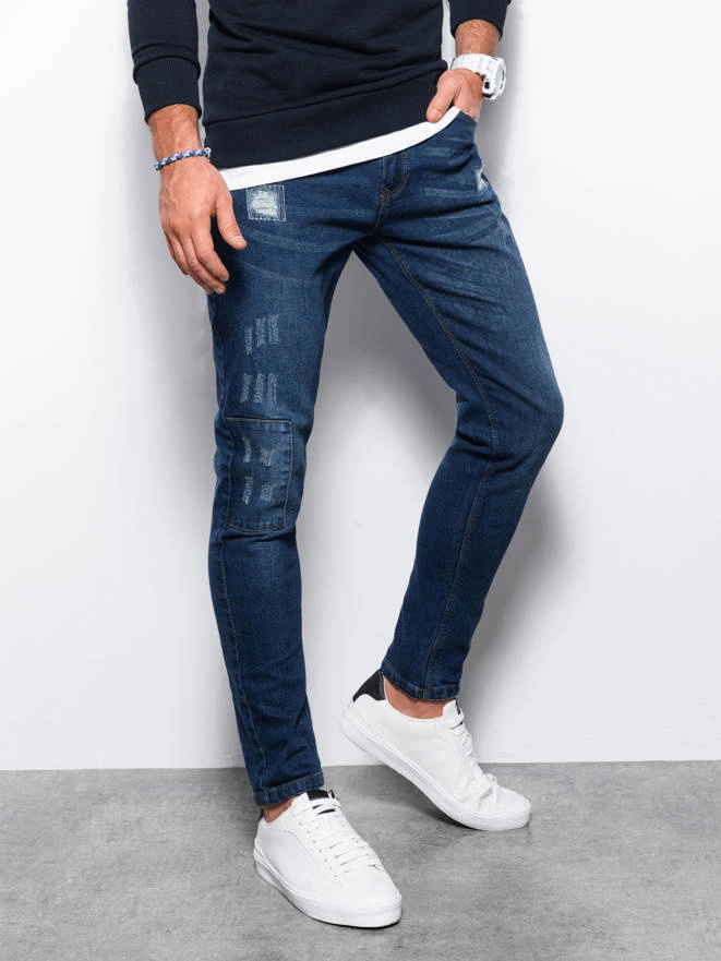 Spodnie męskie jeansowe SKINNY FIT - niebieskie P1060