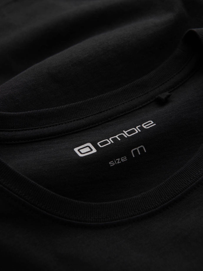 Męska koszulka z dużym printem – czarna V3 OM-TSPT-0166