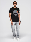 Męski t-shirt z dużym nadrukiem – czarny V2 OM-TSPT-0245