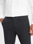 Spodnie klasyczne męskie chino z delikatną teksturą - grafitowe V4 OM-PACP-0188