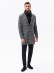Jednorzędowy płaszcz męski w kratę - czarny V2 C499