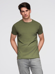 T-shirt męski klasyczny bawełniany BASIC - khaki V6 OM-TSBS-0236