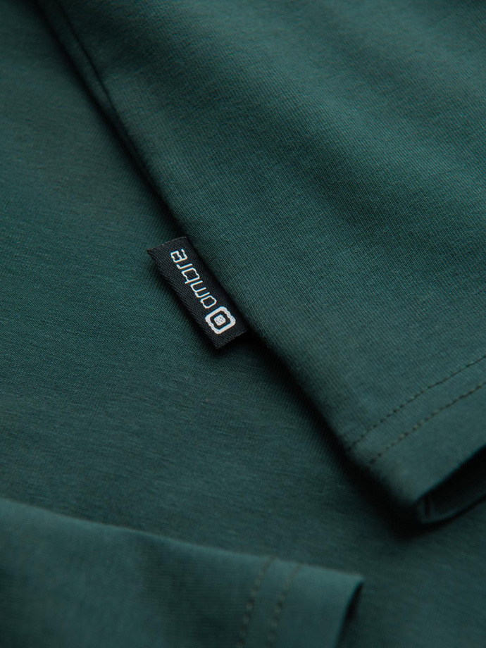Męski longsleeve gładki z golfem - ciemnozielony V7 OM-OM-LSCL-0130