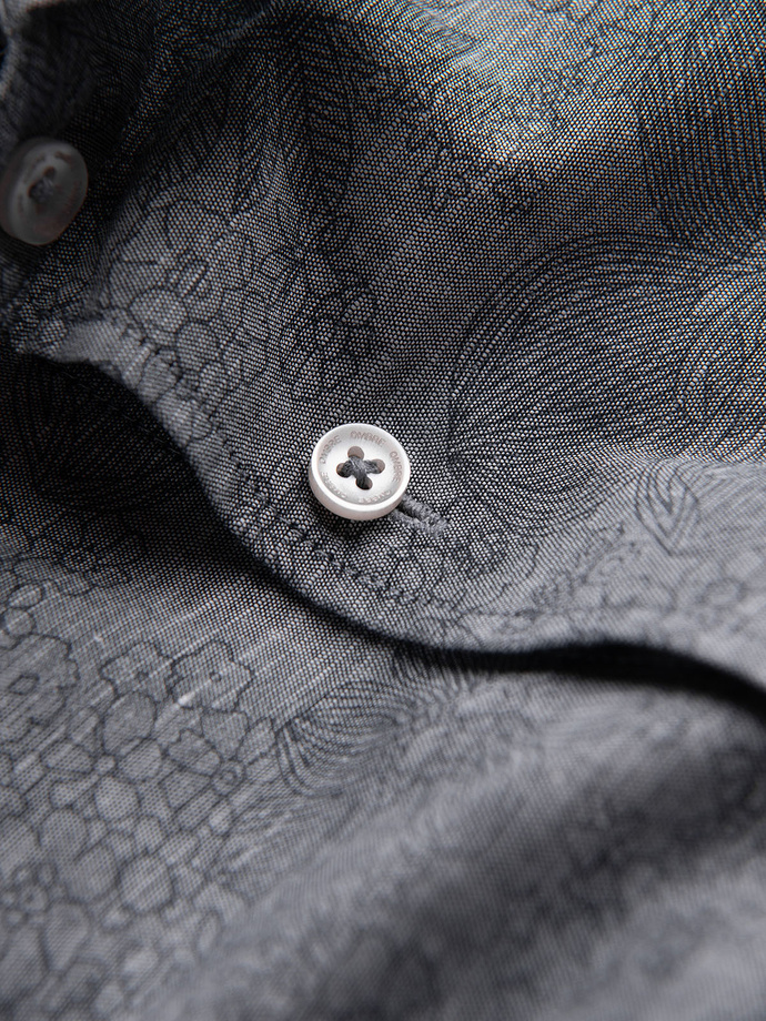 Klasyczna flanelowa męska koszula bawełniana w kwiaty - szara V3 OM-SHCS-0157