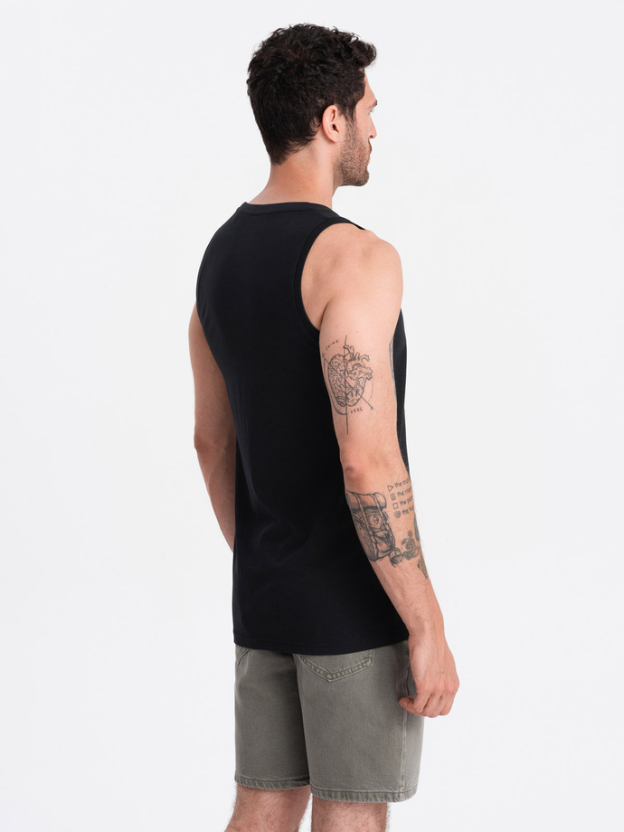 Męska bawełniana koszulka tank top BASIC – czarna V3 OM-TSBT-0192