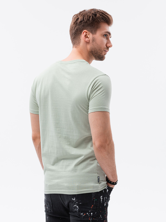 T-shirt męski z nadrukiem - zielony V-22B S1434